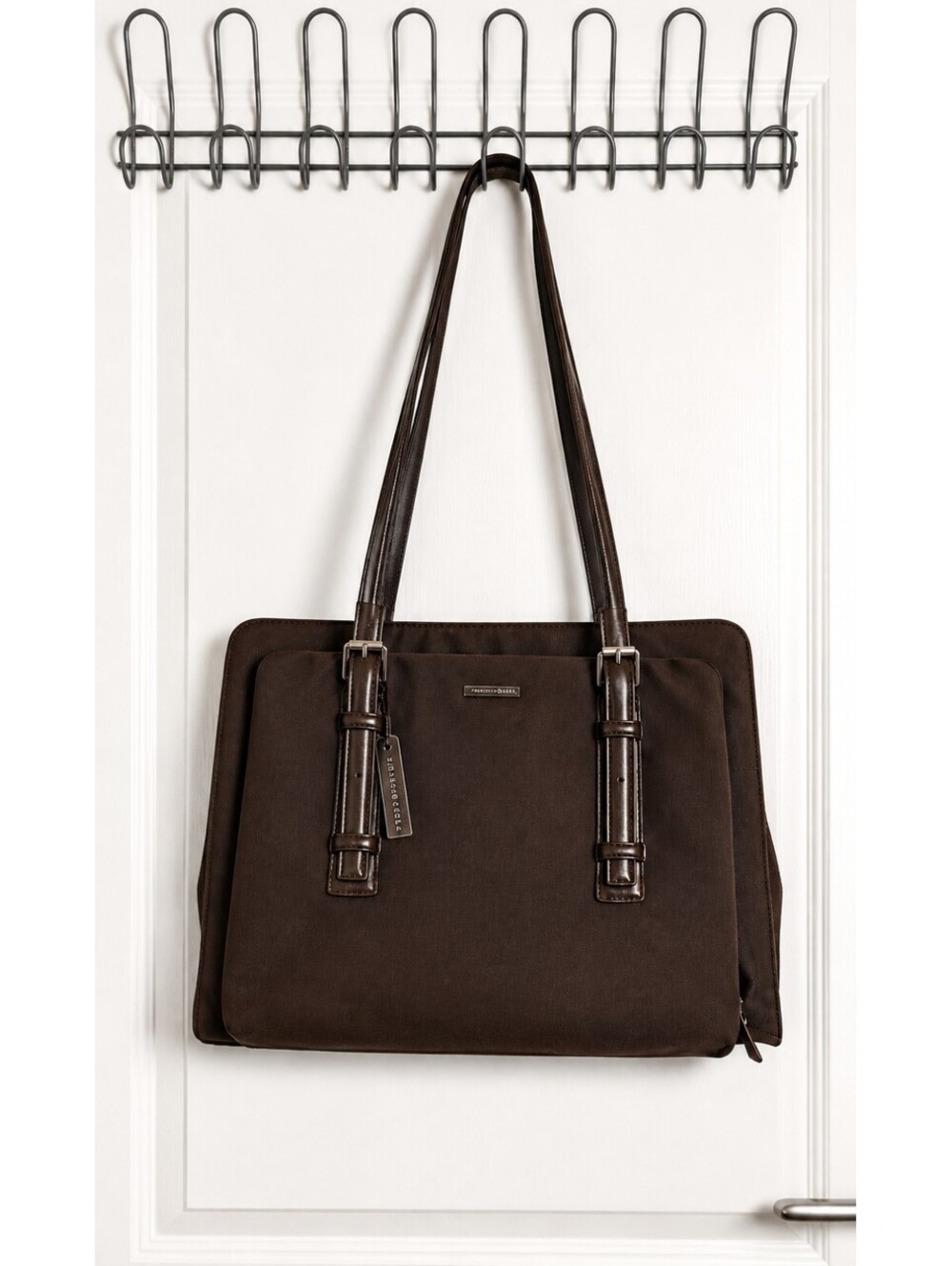 Francesco Biasia Brown Shoulder Tote Bag – Multi-Compartment Work Purse